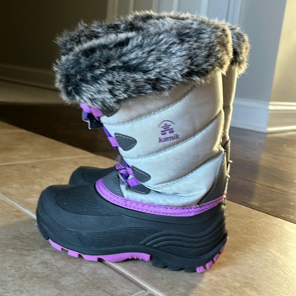 Kimik gray and purple toddler size 12 snow boots